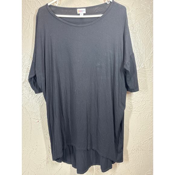 LuLaRoe Irma Shirt Top Tunic Half Sleeve Round Neck Solid Black Womens Sz Small - Picture 1 of 5